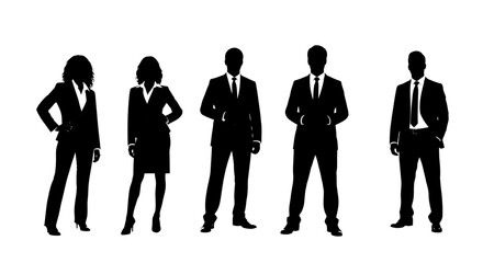 Diverse Group of Professional Business People Silhouettes in Formal Wear