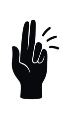 Fototapeta premium Holy hand gesture symbol black silhouette with finger and curve lines spiritual blessing icon