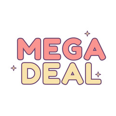 A bold pastel “Mega Deal” text icon for highlighting big promotions, ecommerce events, and seasonal sale campaigns.