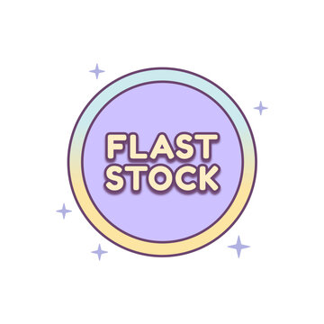 Pastel &ldquo;Flast Stock&rdquo; circular badge for promoting quick-selling items and limited quantities.