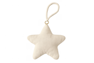 Beige fabric star ornament with hanging loop