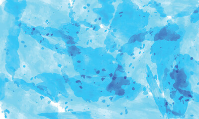 Abstract Blue Watercolor Background with Splatters and Washes Painting Texture