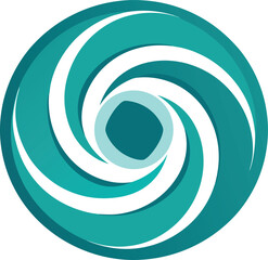 Fototapeta premium Turquoise swirling vortex graphic on white background