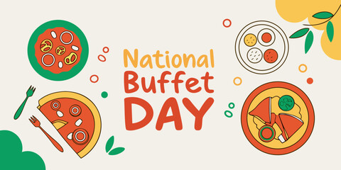 National Buffet Day concept design featuring diverse dishes 
