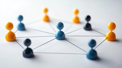 Colorful figures representing social connection and networking in a creative business concept.