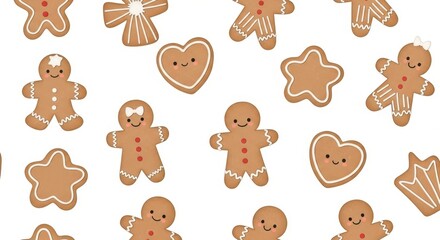 Festive gingerbread cookie assortment, a whimsical pattern for winter holiday baking projects and