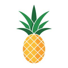 Stylized pineapple illustration, vibrant fruit icon design element