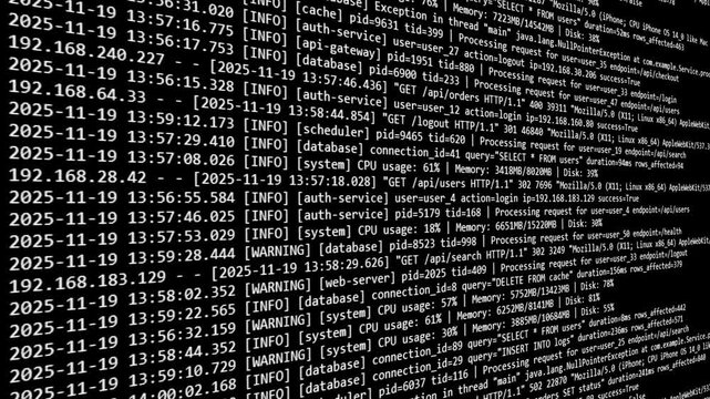 Server logs scrolling down 