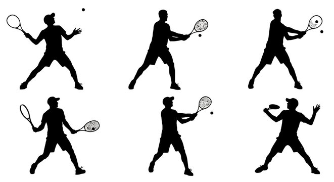 Dynamic silhouette sequence of a tennis player in action
