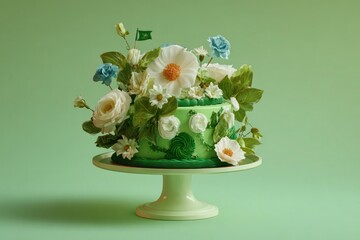Algeria Independence Day Green White Cake