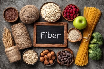 Fiber-Rich Foods Flat Lay Chalkboard Display