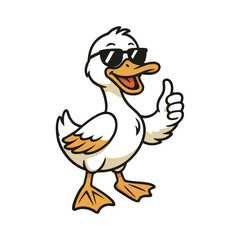Cool cartoon duck giving thumbs-up while wearing stylish sunglasses