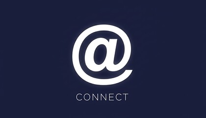 Glowing white at symbol with the word connect below on a dark blue background