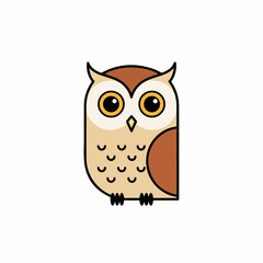 Flat color vector illustration of an adorable owl with big round eyes and patterned chest