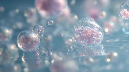 human brain cells, pink water drops, biology, experiment, bubbles, DNA - Powered by Adobe