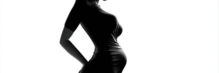 Realistic Belly Bulge in a Tight Dress Highlighting Body Shape Challenges in Modern Fashion