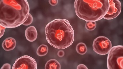 Microscopic animation of stem cells transforming into beating hearts