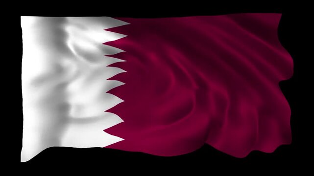 Realistic Qatar flag waving in a seamless loop with alpha channel for overlays perfect for National Day, cultural celebrations, government events, and 4K compositing