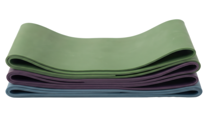 Stack of Colorful Exercise Resistance Bands on White Background