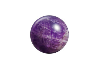 A vibrant amethyst ball on an isolated white background, featuring rich purple tones and a glossy finish. Perfect for spiritual decor or gemstone displays.