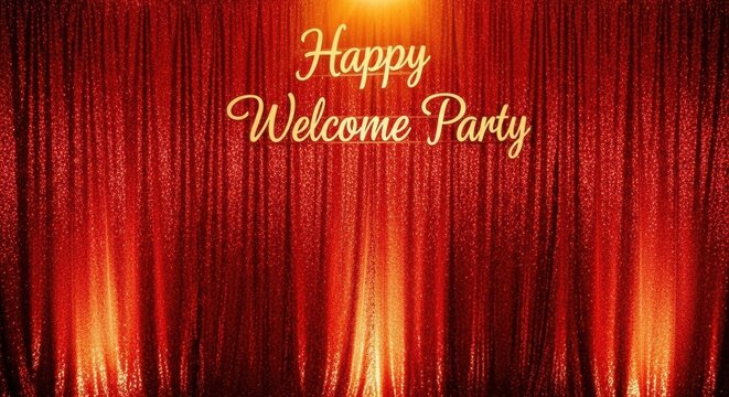 Vibrant theatrical red curtain backdrop for special event, creating a festive and welcoming