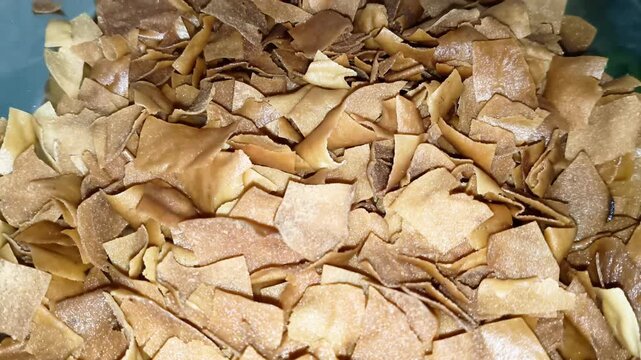 Crispy Toasted Or Fried Pita Bread Chips Pieces
