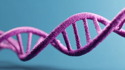 3D Purple DNA helix floating in blue