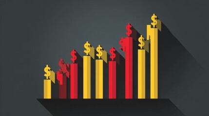 Minimal finance graph flat design on grey