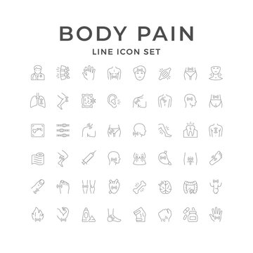 Set line icons of body pain