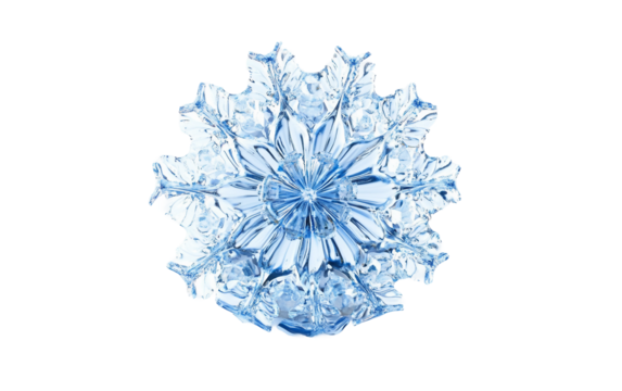 Detailed winter themed snowflake emoji showcasing complex icy shapes and elegant symmetrical design isolated on transparent background PNG