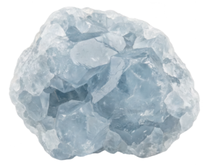 Celestite Crystal Cluster on White Background, Mineral Specimen