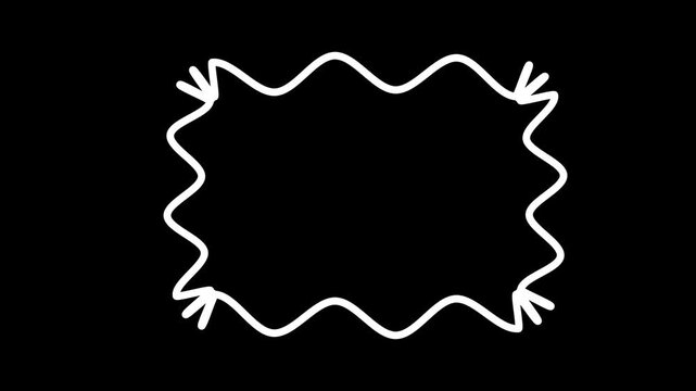 Wavy Starburst Shape Reveal Green Screen Graphic Element Wavy Zigzag Edge Rectangle Frame Alpha Channel Whiteboard Border