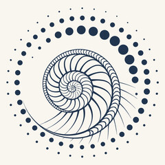 Obraz premium Dots abstract circle background. Dotted speed lines, halftone spiral shape, geometric template for logo or other element.