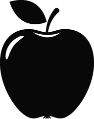 Black apple silhouette icon representing fresh fruit, healthy food, organic produce, minimal design, natural nutrition concept graphic