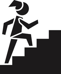 Graduation student silhouette climbing stairs symbolizing education growth, success, achievement, learning progress, academic improvement, future goals