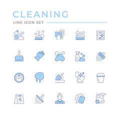 Set color line icons of cleaning