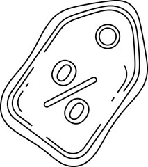 Line art discount tag with percentage symbol representing sale offer, price reduction, promotion, shopping deal, retail marketing design
