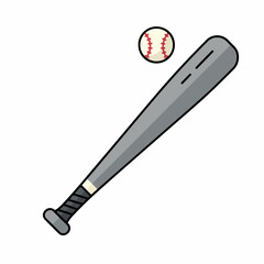 A minimal, flat illustration of a baseball bat and ball, perfect for sports and game-related designs