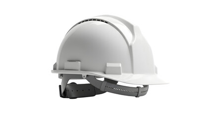 Fototapeta premium White safety helmet on a clean white background, symbolizing protection and construction.