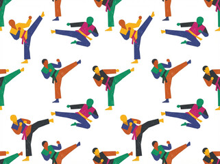 Seamless Martial Arts Fighter Kick Pattern