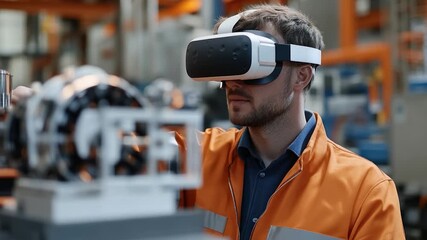 A person wearing a virtual reality headset and an orange jacket, ready for an immersive experience