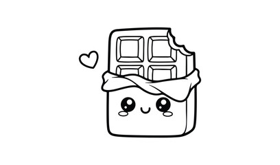 Obraz premium Cute kawaii chocolate bar character with heart illustration