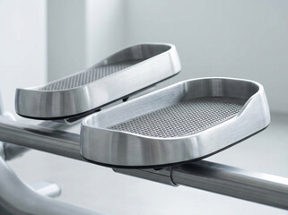 Metal Footrests on Modern Rowing Machine