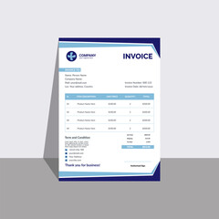 Professional Invoice Template Design. Modern Business Billing Document Layout. Clean Corporate Printable Invoice Form for Small Business, Freelancers, Agencies Vector Template