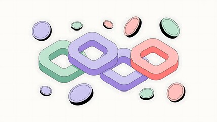 Abstract geometric shapes illustration with pastel colors minimalist design concept