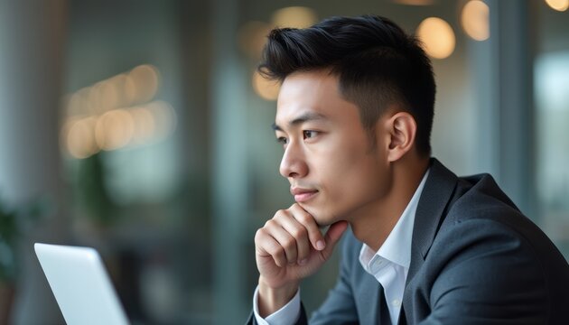 Thoughtful businessman in a modern office