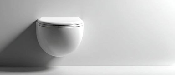 Wall-mounted toilet on white minimalist background