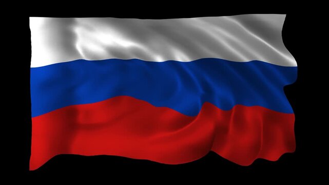 Realistic Russia flag waving in a seamless loop with alpha channel for overlays perfect for Russia Day, Victory Day, national events, government celebrations, and 4K compositing
