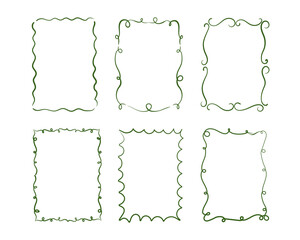Playful hand-drawn frames with wavy, squiggly ribbons in trendy and vintage styles. Ideal vector borders for invitations and cards.