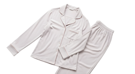 Classic white pajama set isolated on transparent background